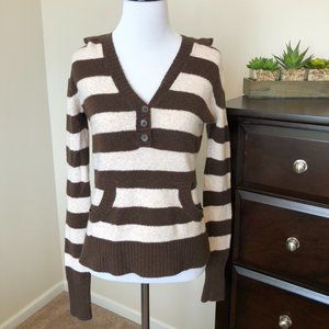 Brown and Cream Hooded Sweater